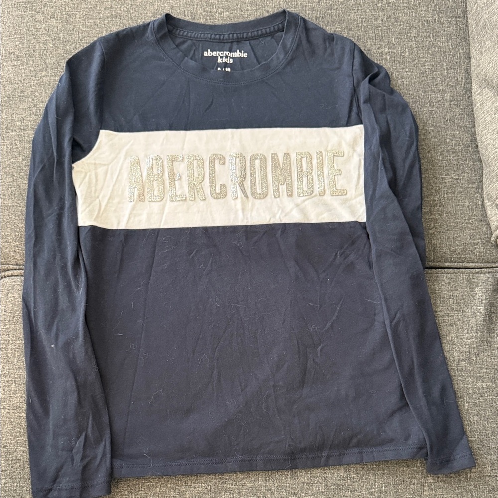 Abercrombie & Fitch Navy and Gray Long Sleeve Tee